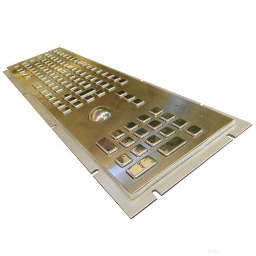 Metal Keyboard with trackball and Num Pad, vandal proof