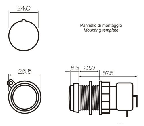 Push button small, round 28,5mm yellow
