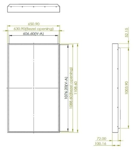 AGL 49" high brightness open frame display, 2500 nit, IP65